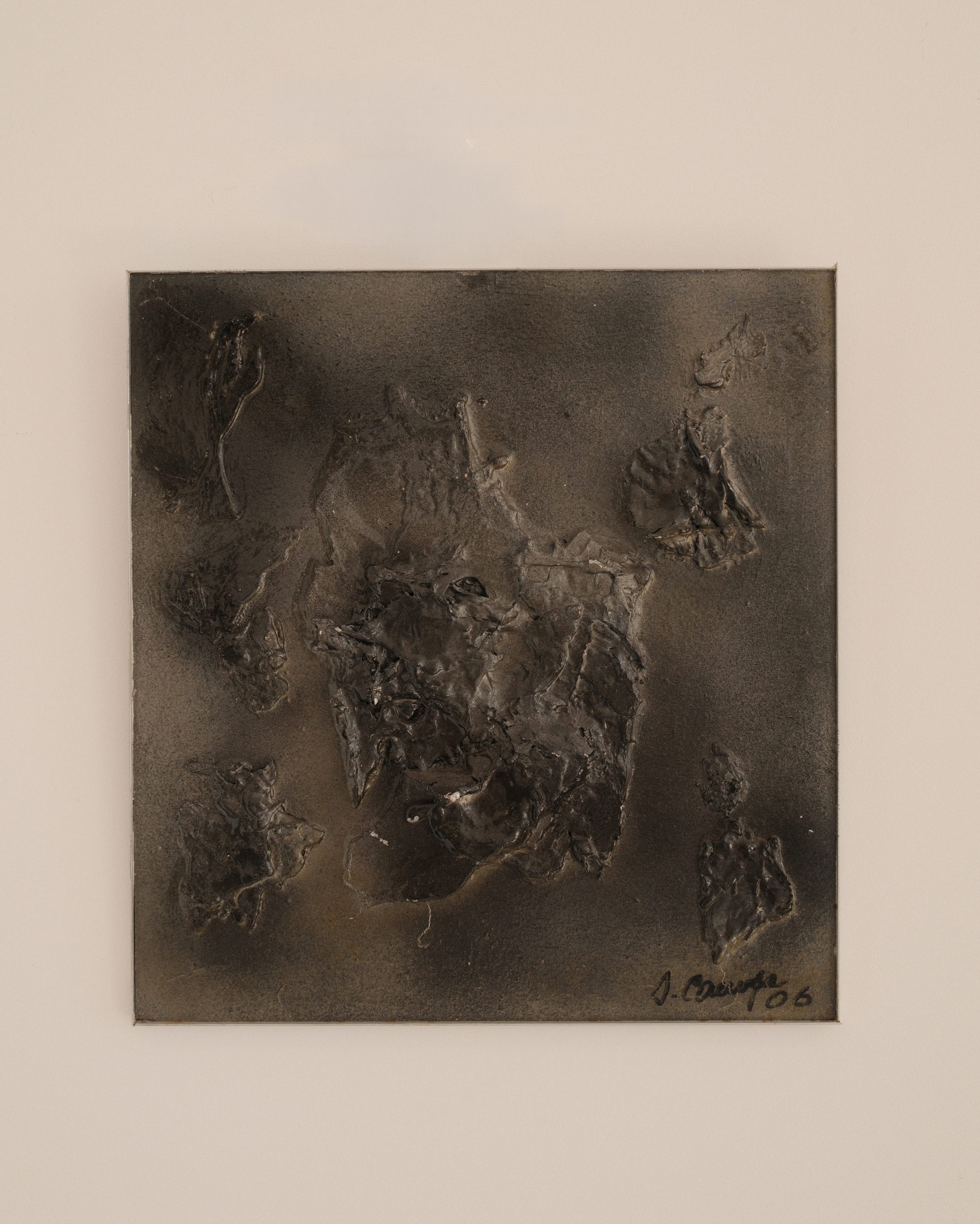 Jean Campa bas-relief — painted resin relief on panel, France, 2006