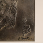Jean Campa bas-relief — close-up showing signature and textured resin surface