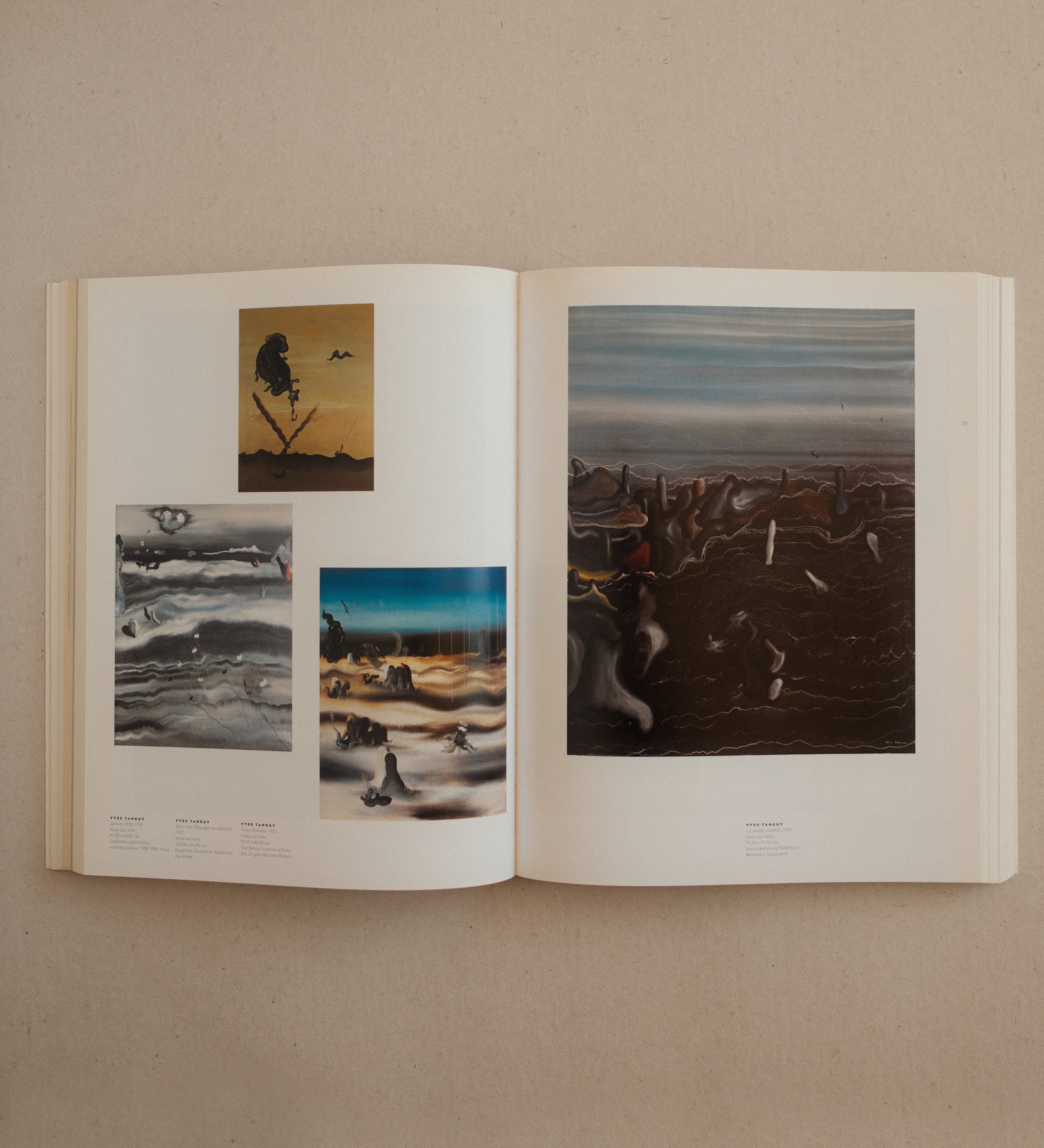 Surrealism exhibition catalogue — interior spread with exhibition artworks and essays