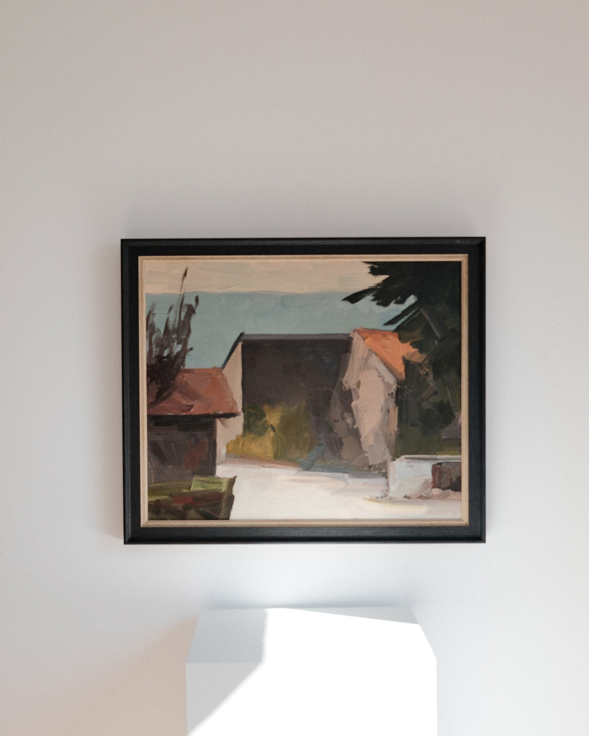 Landscape oil painting of Les vieux murs by René Guinand, Switzerland, 1978