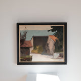 Landscape oil painting of Les vieux murs by René Guinand, Switzerland, 1978