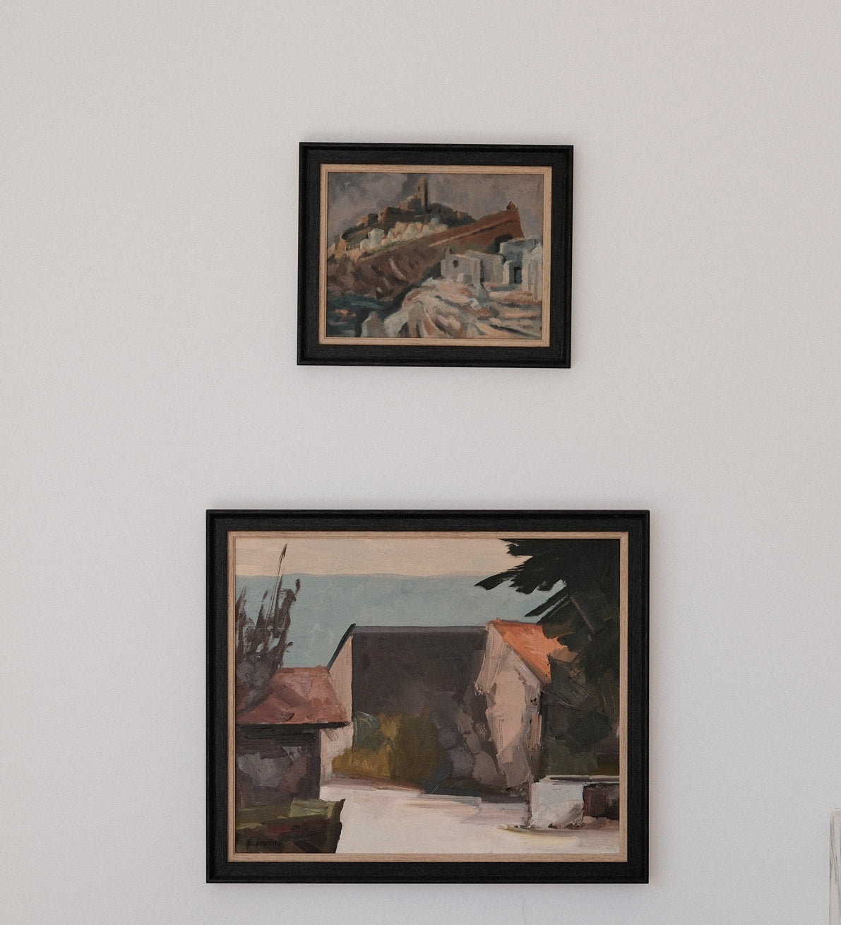 Landscape oil painting of Les vieux murs by René Guinand, Switzerland, 1978
