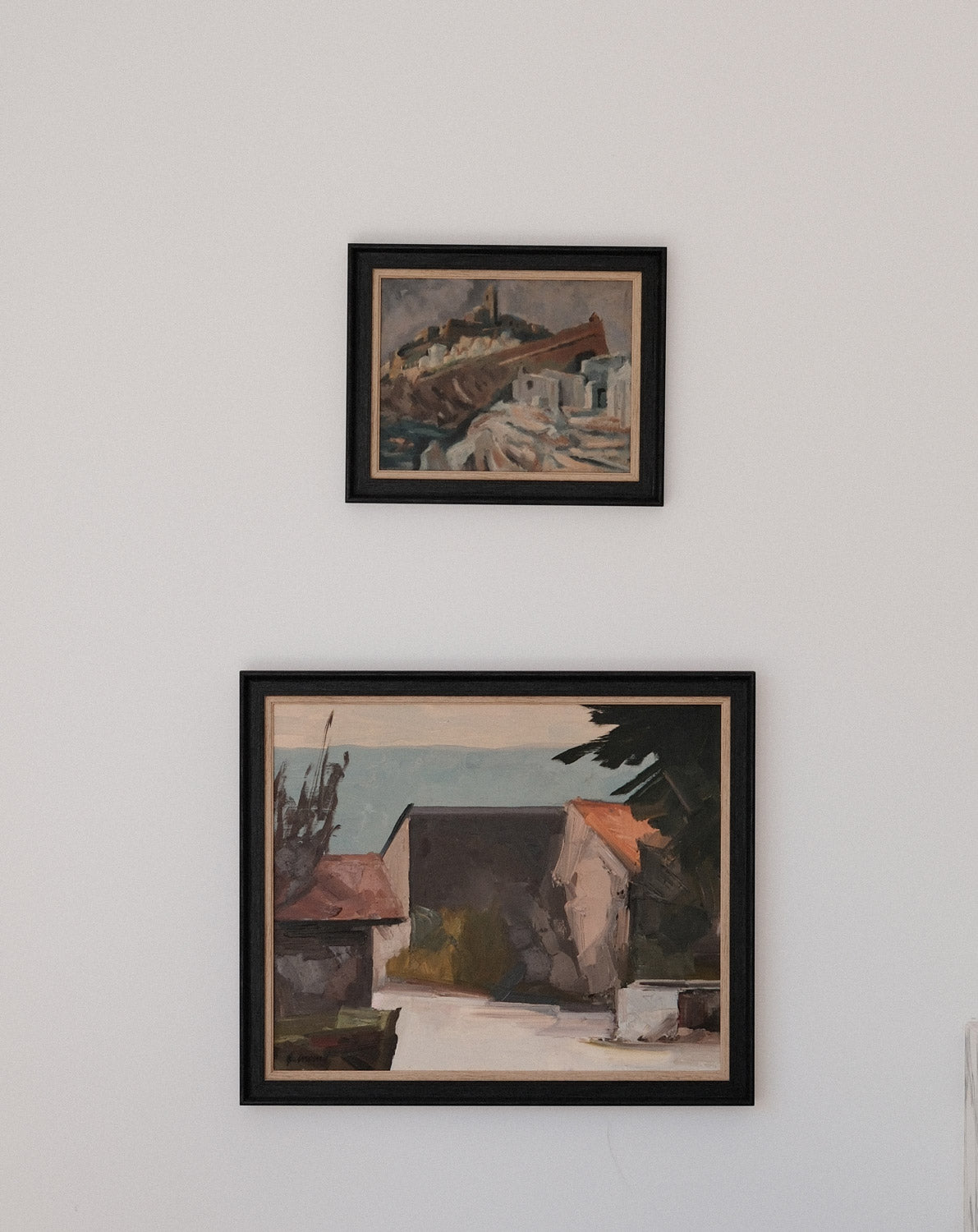 Landscape oil painting of Les vieux murs by René Guinand, Switzerland, 1978