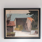 Landscape oil painting of Les vieux murs by René Guinand, Switzerland, 1978