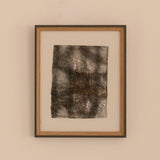 Jean Campa mixed media on paper — framed abstract composition displayed in a minimalist interior, 2002