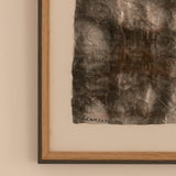 Jean Campa mixed media on paper — close-up of framed abstract composition and paper surface
