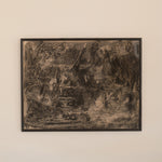 François Laloux landscape ink wash — full view of framed abstract landscape composition