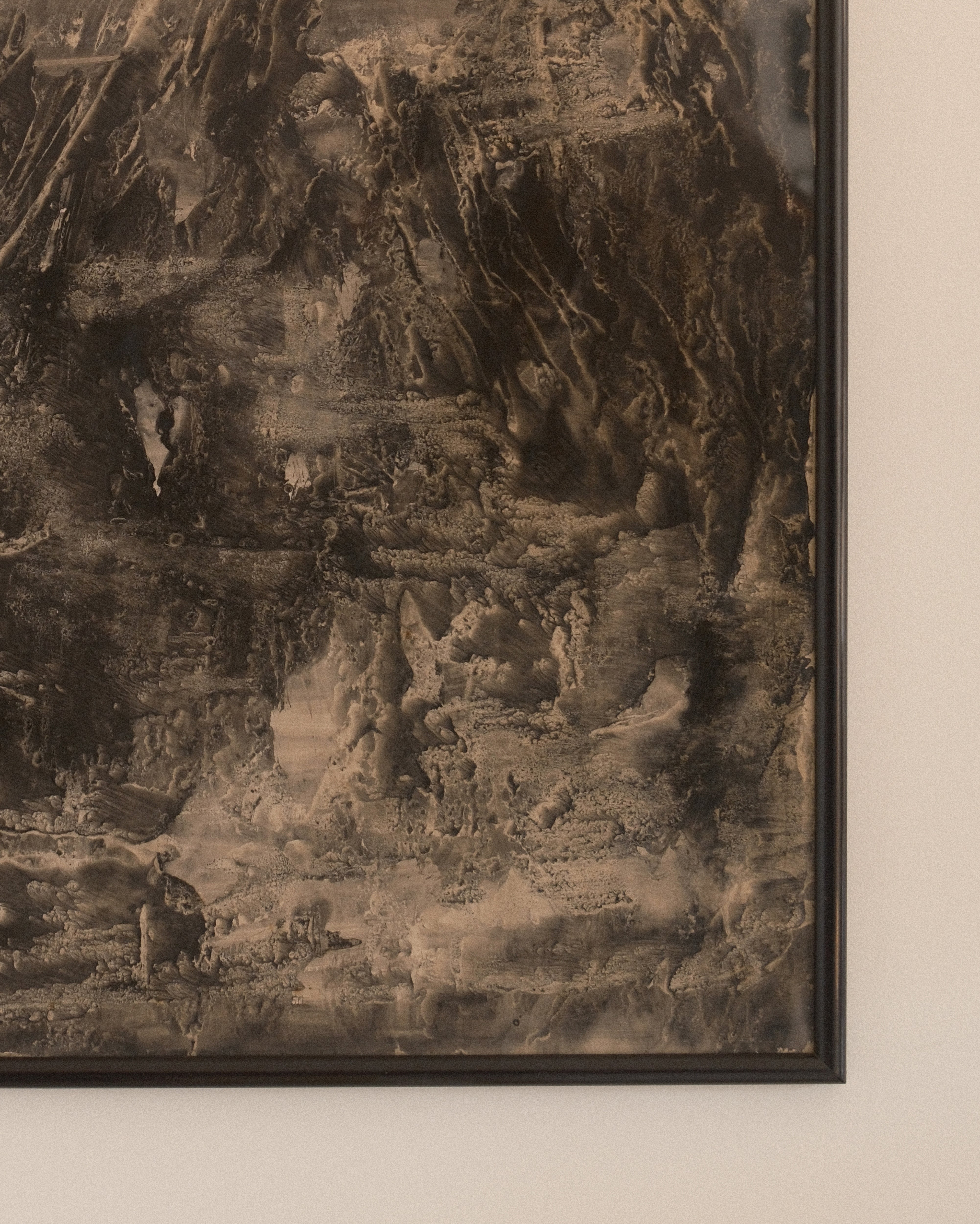 François Laloux landscape ink wash — close-up of ink wash textures and gestural brushwork