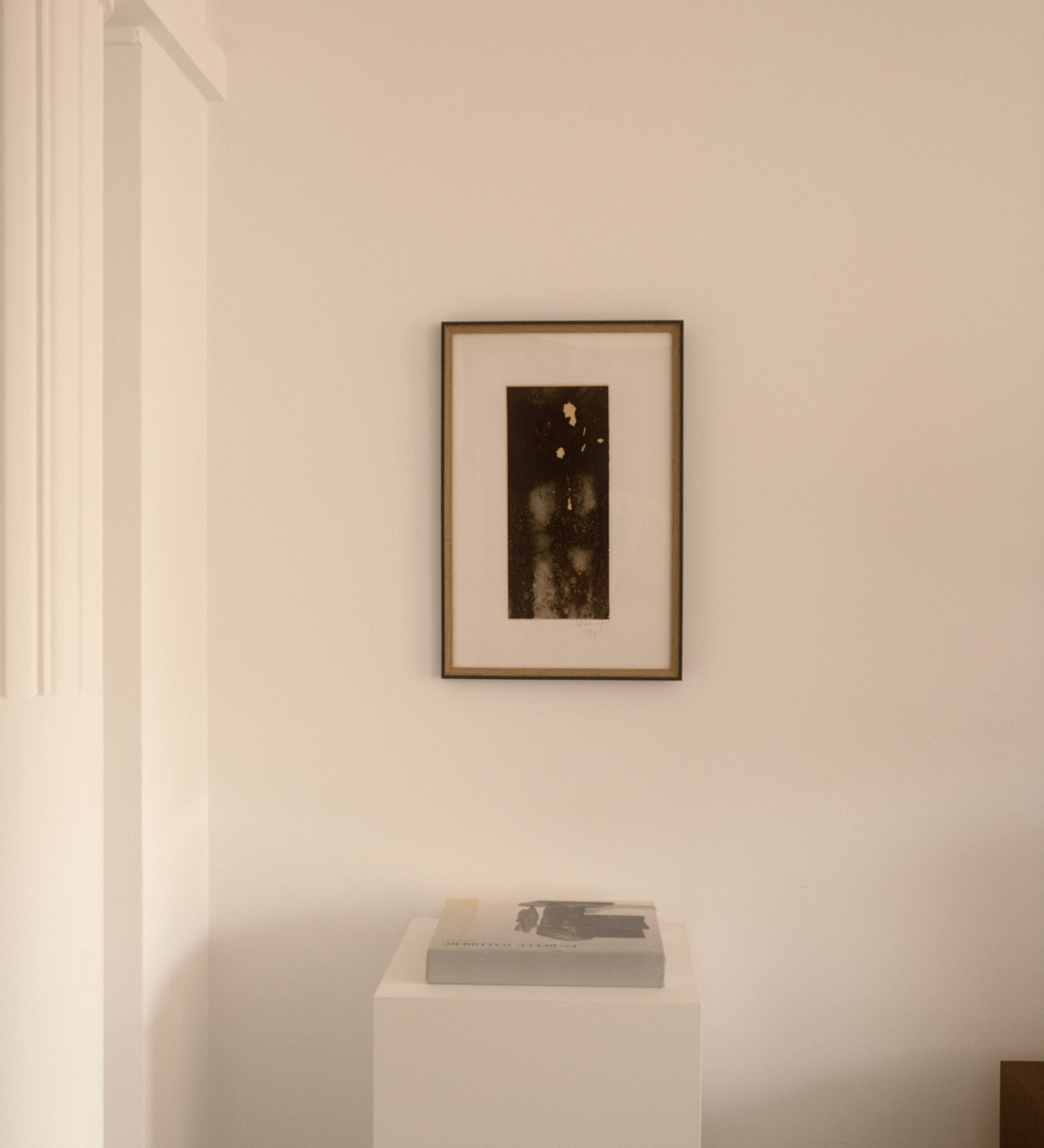 Thierry Le Saëc ink on Japanese paper — framed abstract composition displayed in a minimalist interior