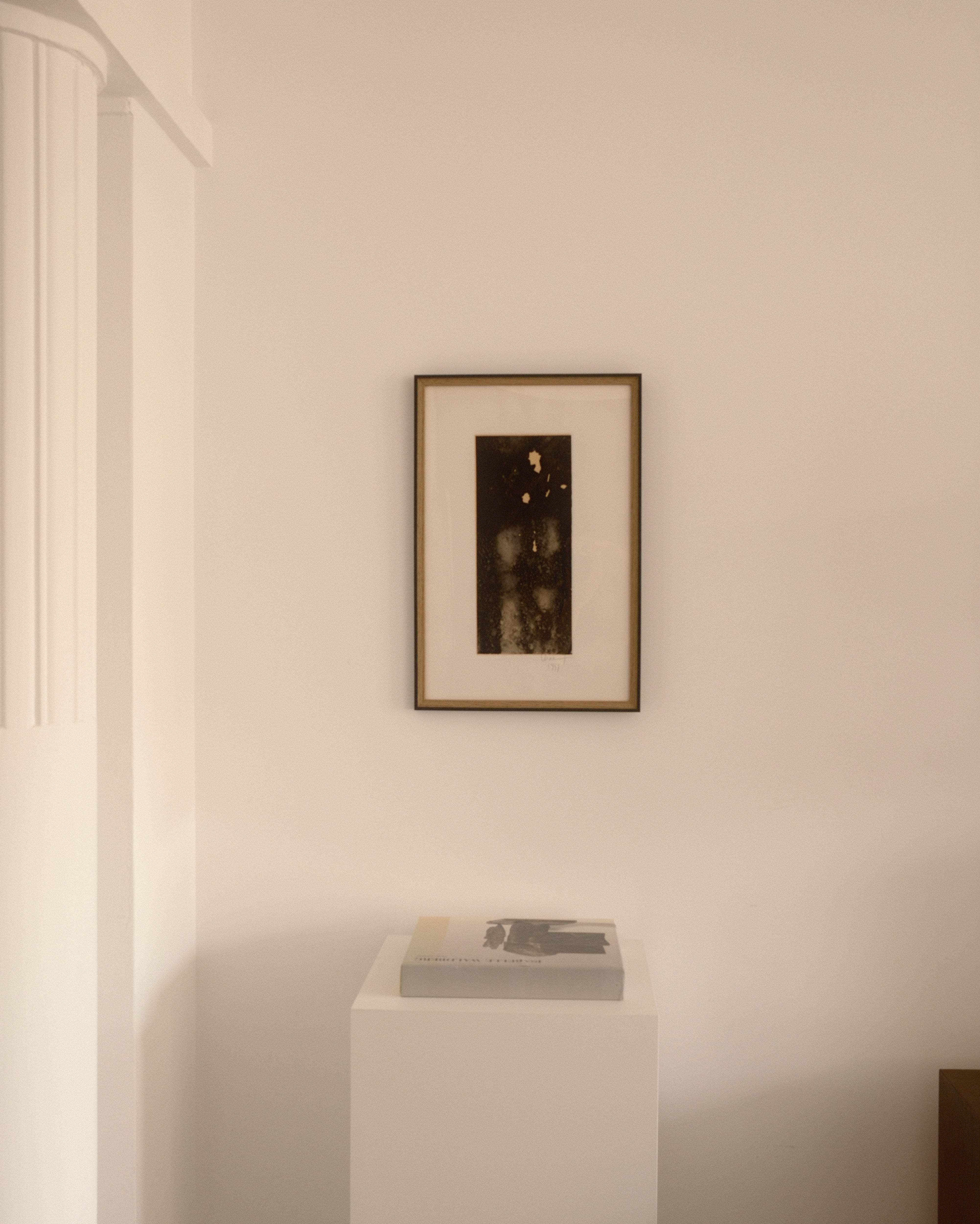Thierry Le Saëc ink on Japanese paper — framed abstract composition displayed in a minimalist interior