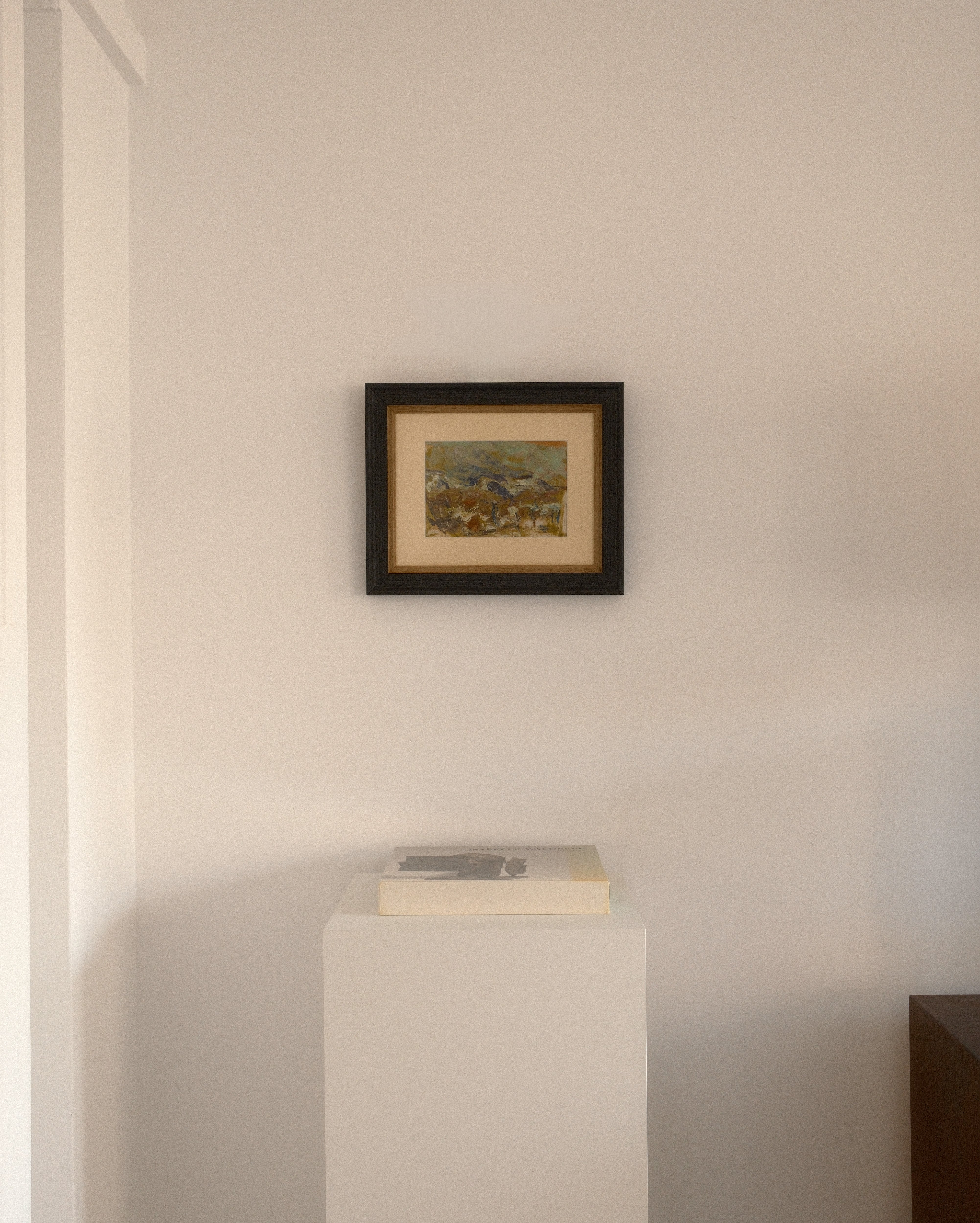 Ariane Prokhoroff landscape study — installation view of framed landscape painting