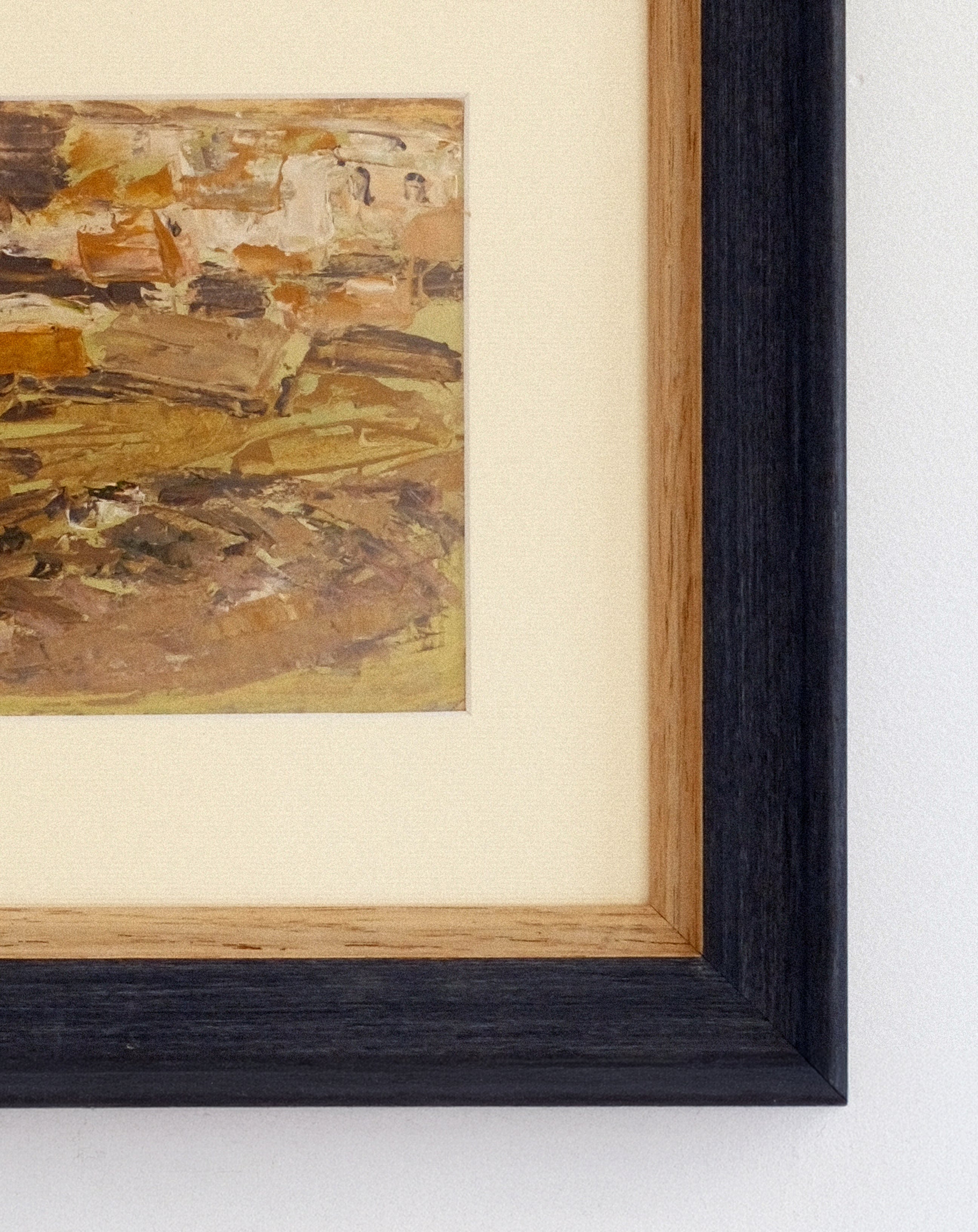 Ariane Prokhoroff landscape study — close-up of brushwork and textured paper surface