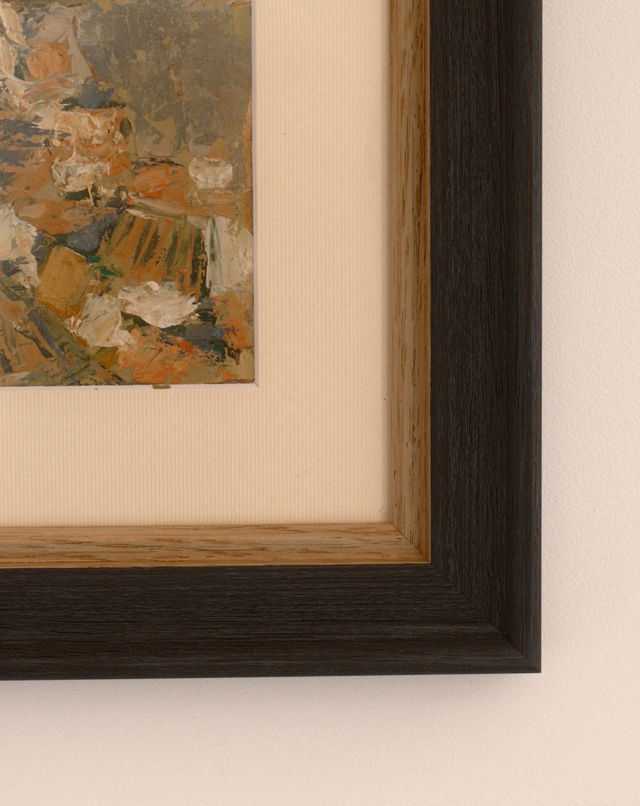 Ariane Prokhoroff composition — close-up of framed oil on paper painting