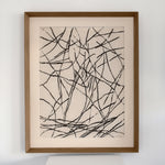 Jacques Germain ink on paper — framed abstract drawing, France, 1971