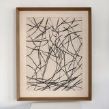 Jacques Germain ink on paper — framed abstract drawing, France, 1971
