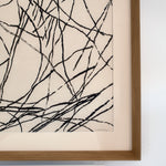Jacques Germain ink on paper — close-up of intersecting black ink lines and framed edge