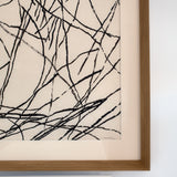 Jacques Germain ink on paper — close-up of intersecting black ink lines and framed edge