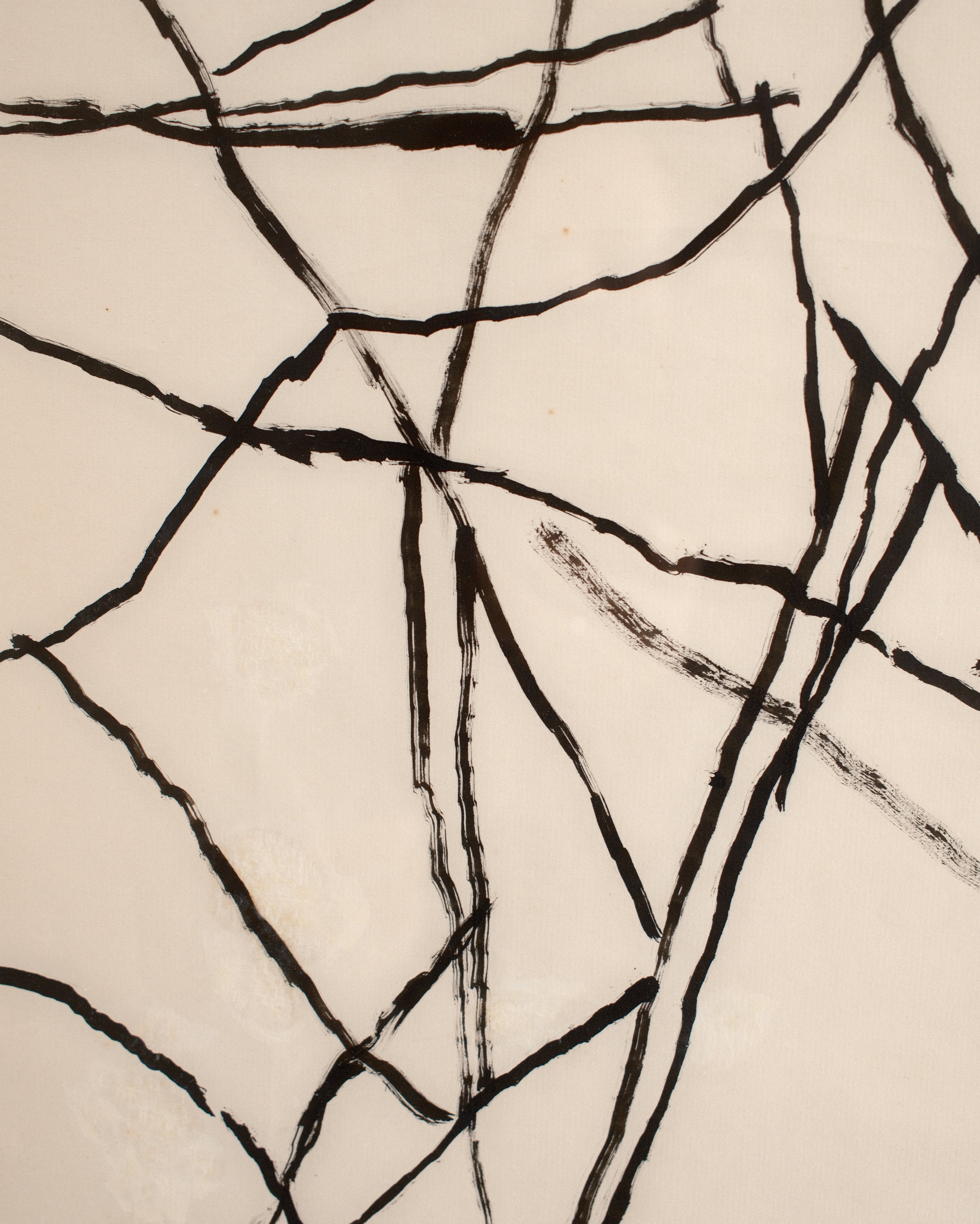 Jacques Germain ink on paper — detail of expressive black ink lines and abstract composition