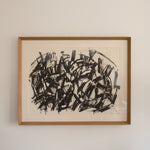 Jacques Germain ink on paper — framed lyrical abstract drawing, France, 1977