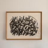 Jacques Germain ink on paper — framed lyrical abstract drawing, France, 1977
