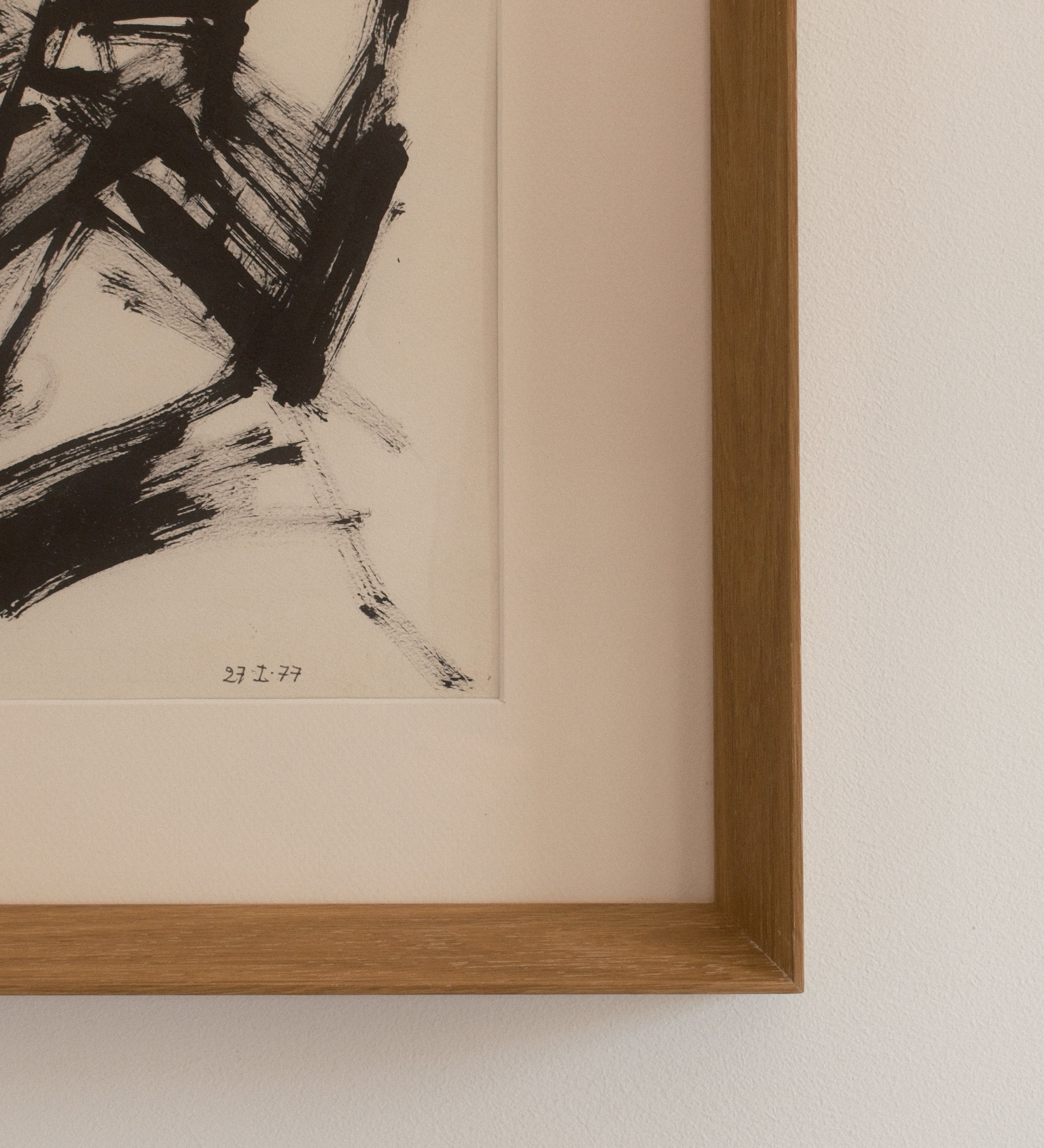 Jacques Germain ink on paper — close-up of framed abstract composition and ink marks