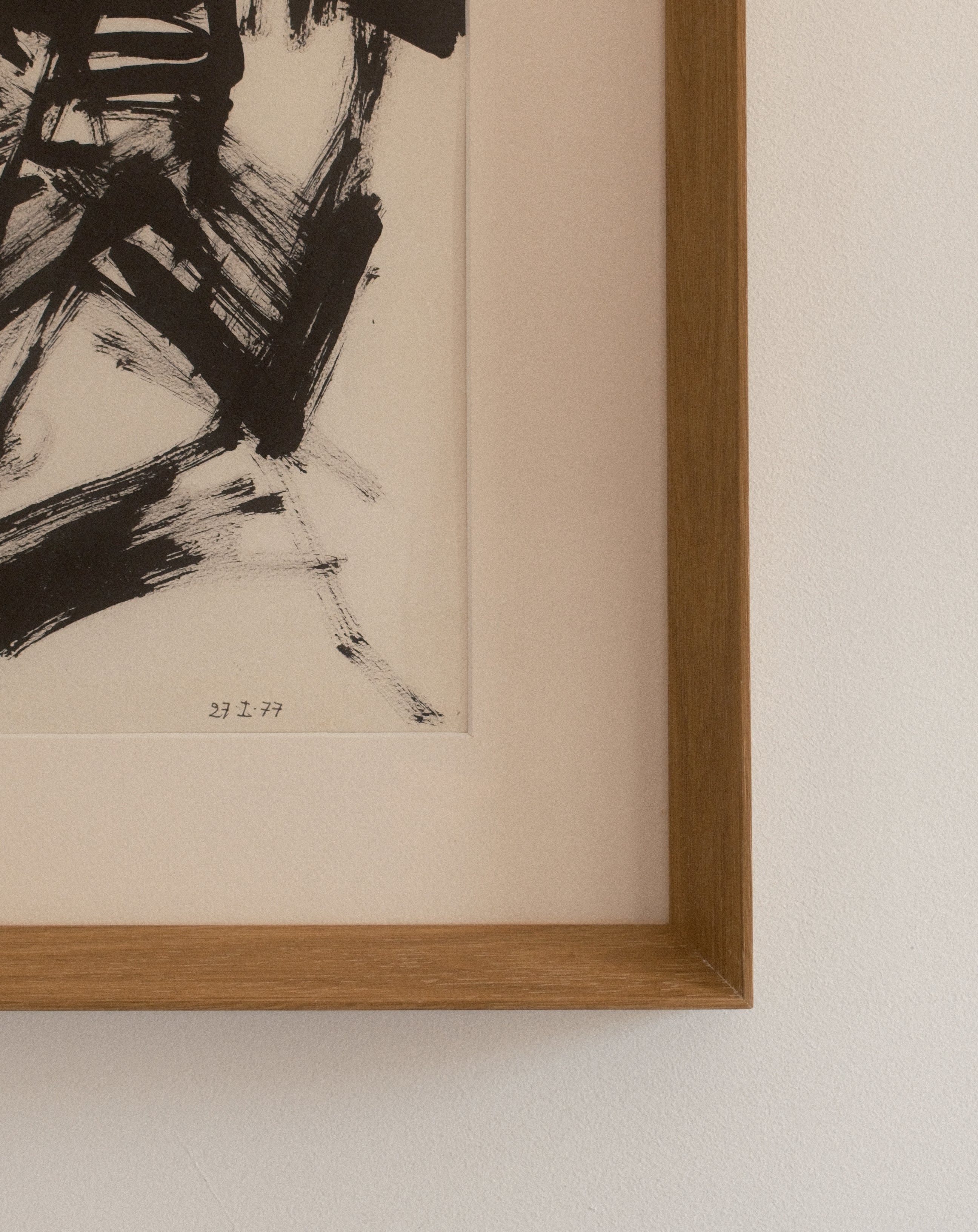 Jacques Germain ink on paper — close-up of framed abstract composition and ink marks