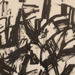 Jacques Germain ink on paper — detail of dense gestural black ink strokes and layered abstraction