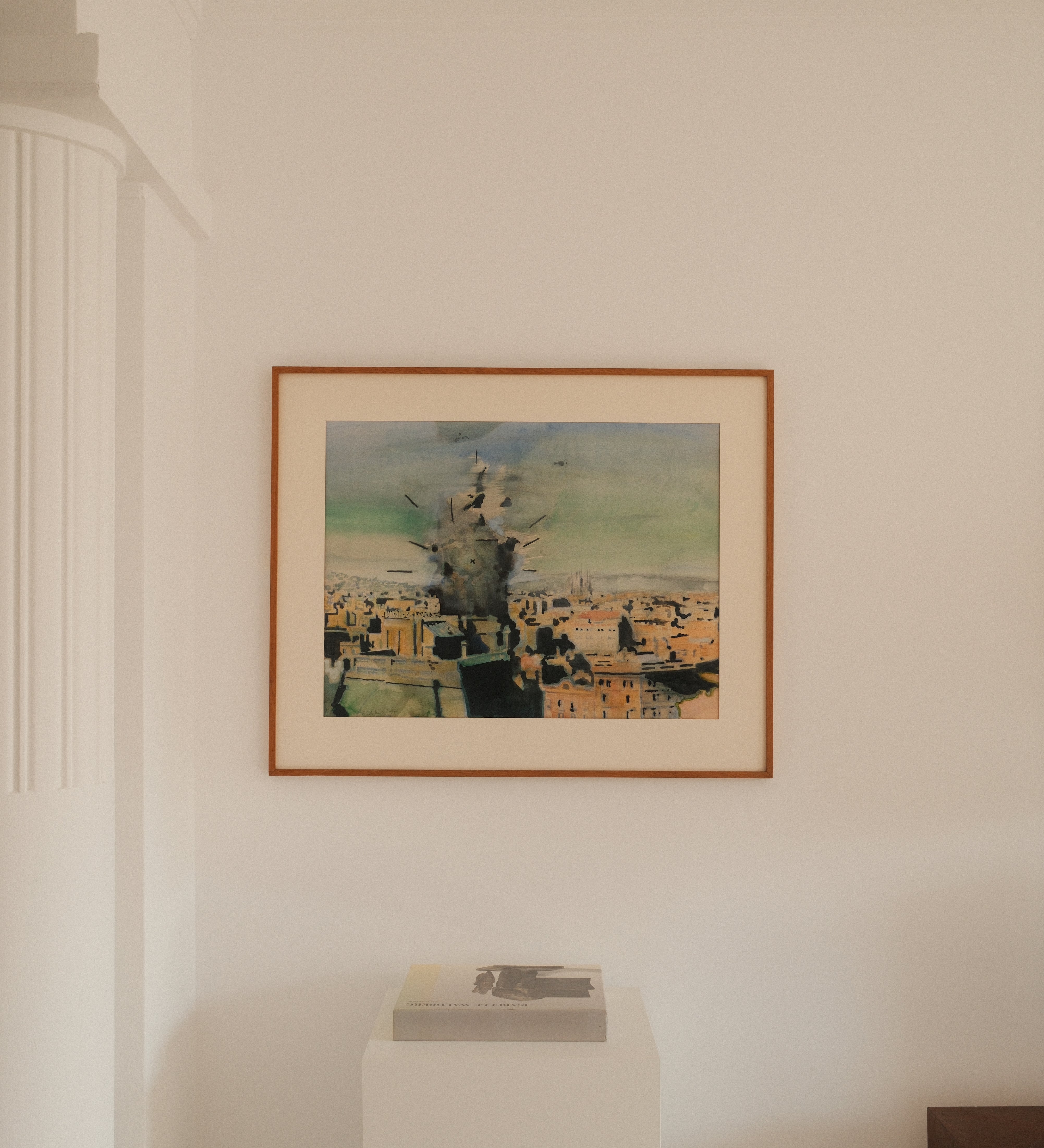 Peter Blokhuis watercolour — Explosion à Barcelone, framed New Figuration artwork, 1974
