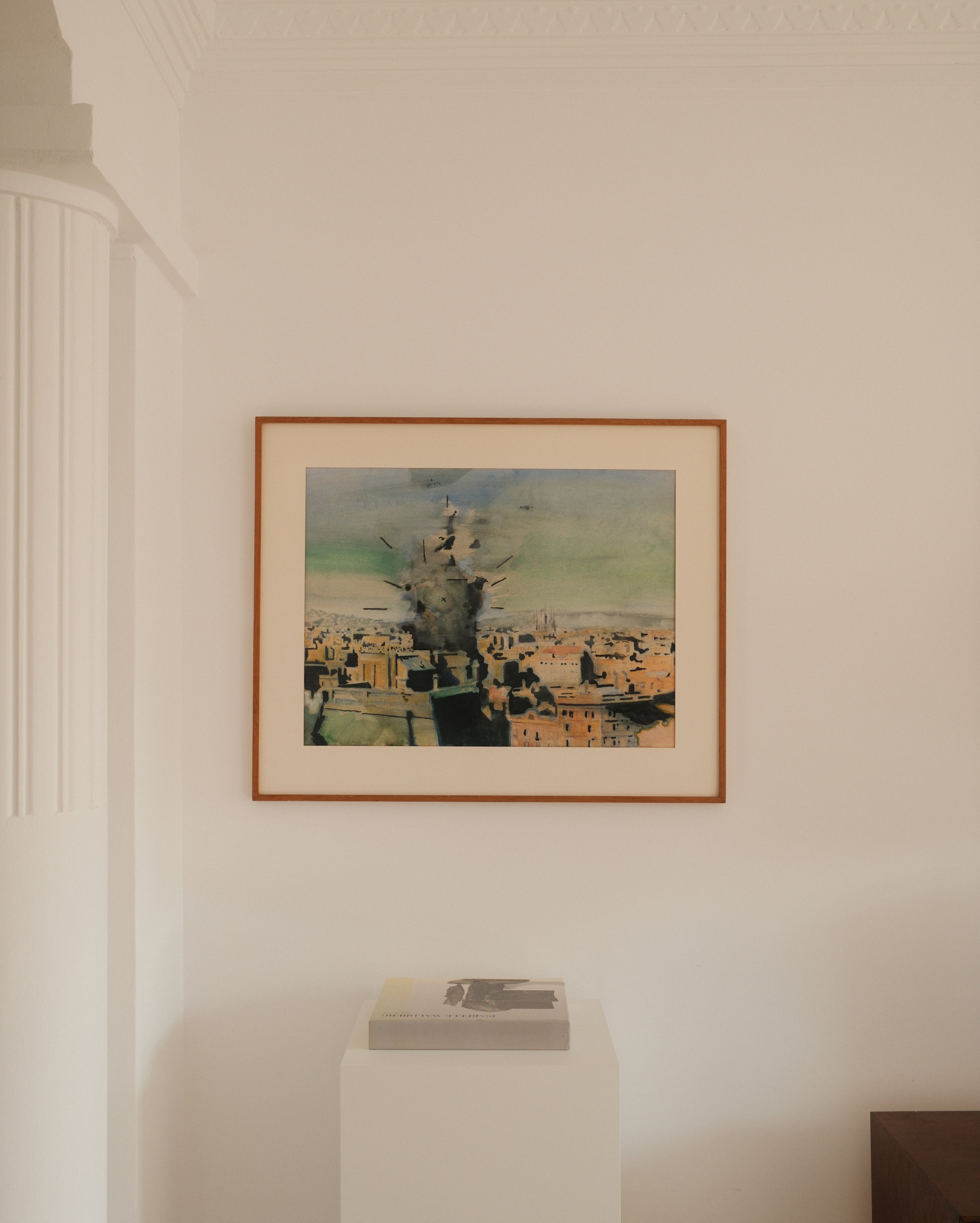 Peter Blokhuis watercolour — Explosion à Barcelone, framed New Figuration artwork, 1974