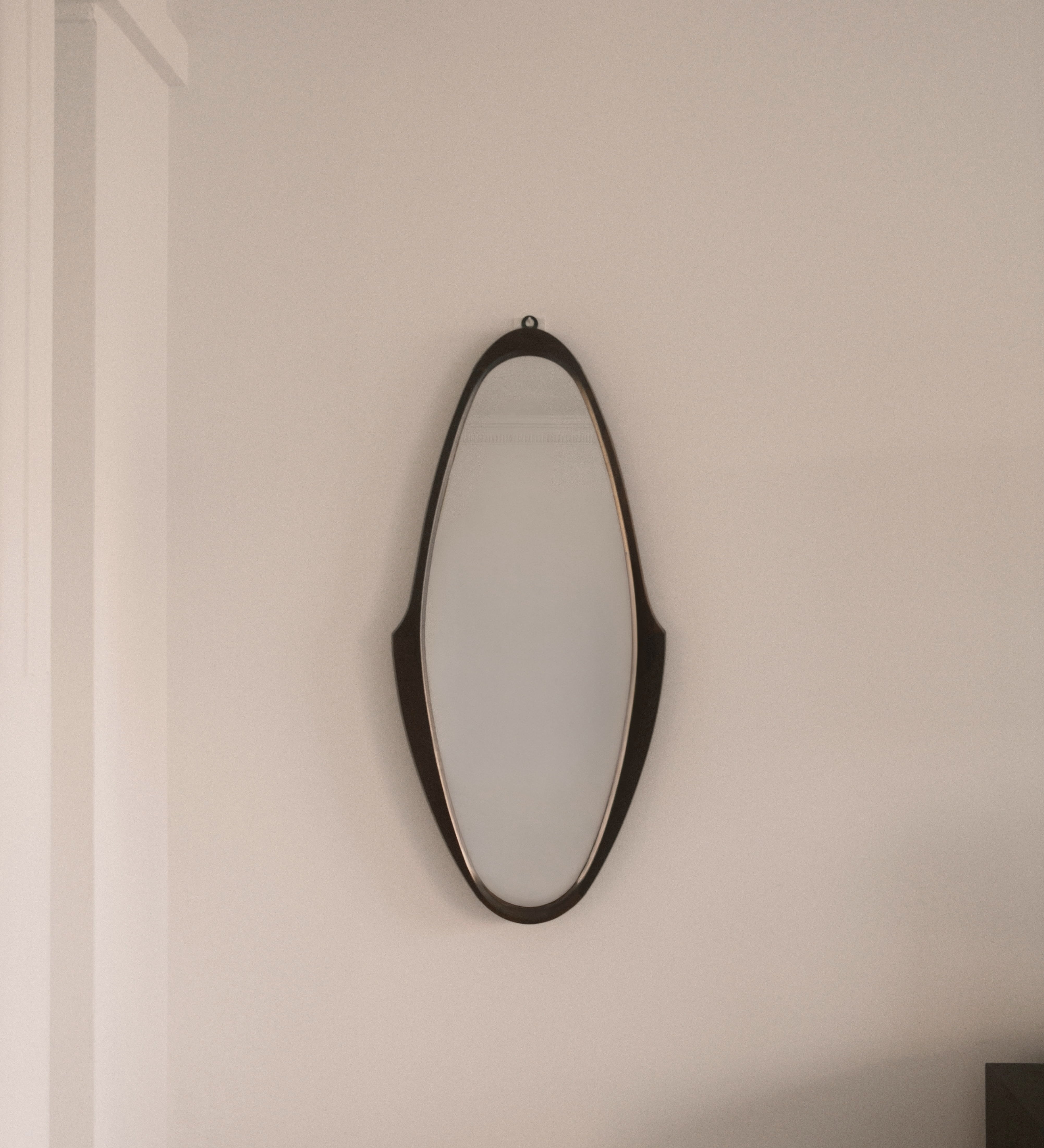 Mid-Century wall mirror — teak frame and original mirror glass, Italy, 1960s
