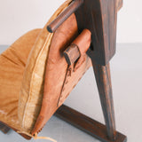Mid Century Brutalist Patched Vintage Leather Lounge Chair, 1960's