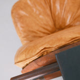 Mid Century Brutalist Patched Vintage Leather Lounge Chair, 1960's