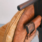 Mid Century Brutalist Patched Vintage Leather Lounge Chair, 1960's