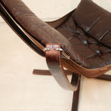 Vintage Falcon Chair in Dark Brown Leather and Plywood by Sigurd Ressell for Vatne Møbler, 1970s