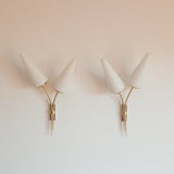 A pair of French Brass Sconces with Opaline Shades, 1960s