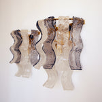 Murano glass wall lights — pair view showing sculptural wavy glass panels