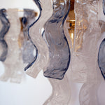Murano glass wall lights — close-up of bark-textured smoked and clear Murano glass