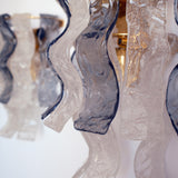 Murano glass wall lights — close-up of bark-textured smoked and clear Murano glass