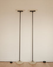 Arteluce Jill floor lamps — grey lacquered metal and frosted glass, Italy, 1980s
