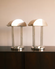 Art Deco table lamps — nickel-plated brass and metal, France, 1970s
