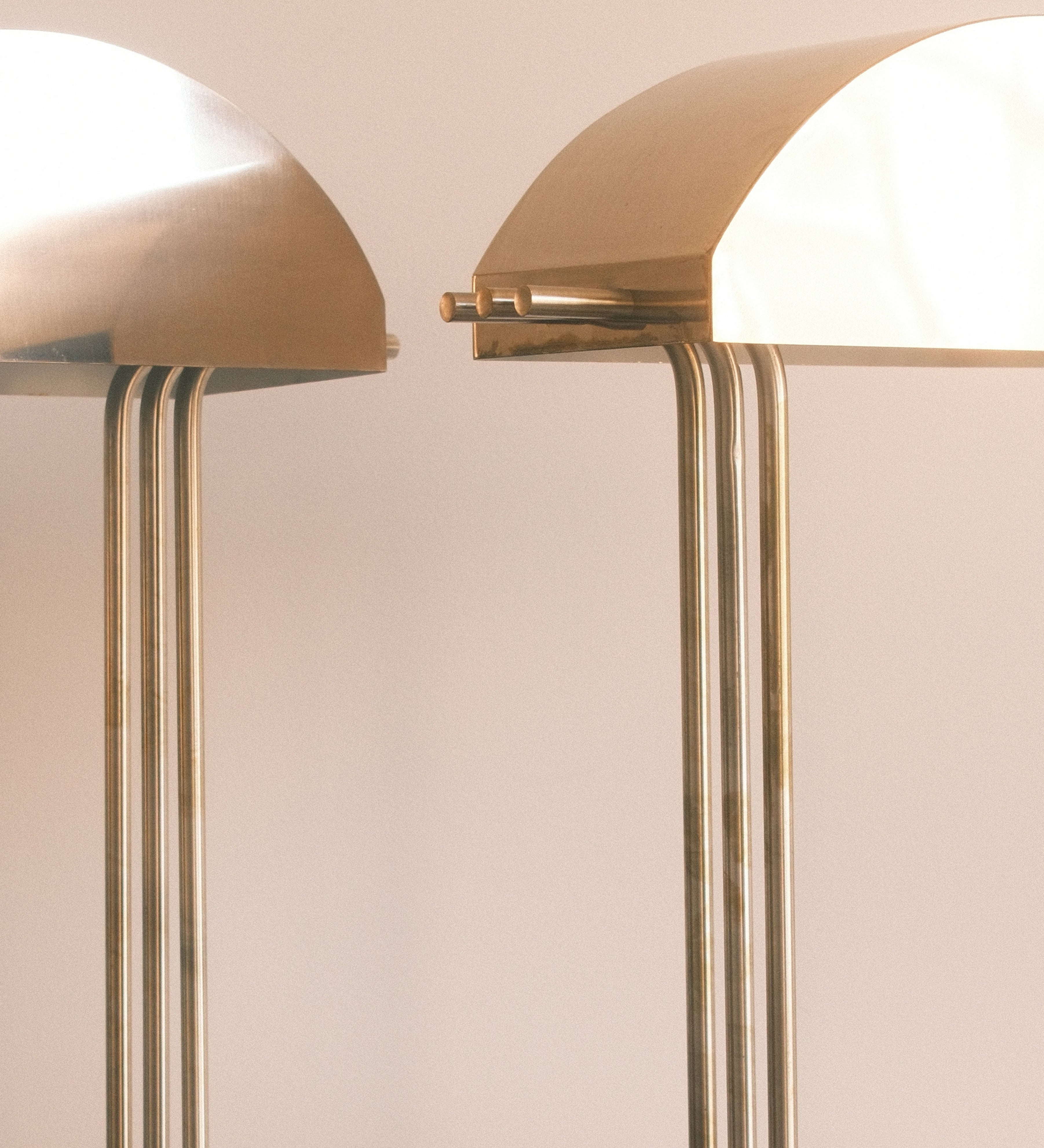 Art Deco table lamps — side profile with semi-cylindrical shade