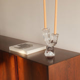 Daum — Sculptural Crystal Candle Holders, France, 1970s (Pair)