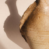 A sculptural vase in patinated stoneware with delicate pink reflections, made in Puisaye