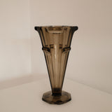 Art Deco Skyscraper Vase in Amber Pressed Glass, United States, circa 1935