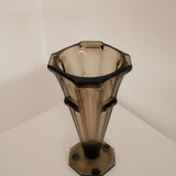 Art Deco Skyscraper Vase in Amber Pressed Glass, United States, circa 1935