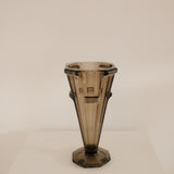 Art Deco Skyscraper Vase in Amber Pressed Glass, United States, circa 1935