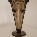 Art Deco Skyscraper Vase in Amber Pressed Glass, United States, circa 1935