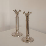 Pair of Silver-Plated Crown Candlesticks