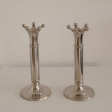 Pair of Silver-Plated Crown Candlesticks