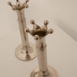 Pair of Silver-Plated Crown Candlesticks